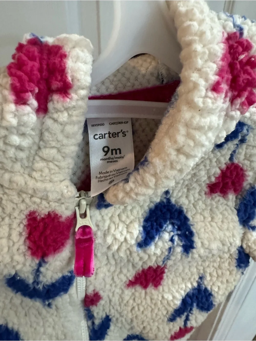 Carter's Baby Girls Tulip Fleece Hooded Jacket Coat Sherpa 9 Months